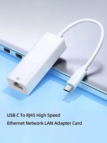 Vista 2 de Adaptador USB C a Ethernet, puerto LAN tipo C a RJ45, portátil de aluminio, Internet con cable de 100 Mbps, Plug & Play para MacBook Pad Pro/Air
