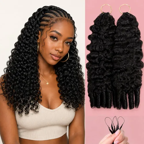 Vista 70 de Human Braiding Hair for Boho Braids 20inch Curly Wave Bulk Bundles 1B (A)1B