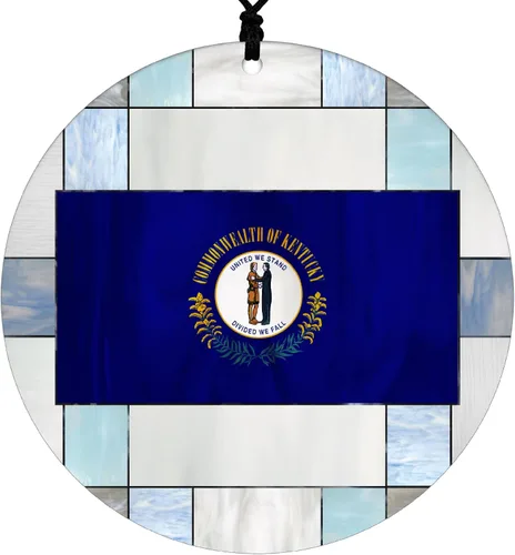 Vista 30 de Adorno navideño de Alabama – Efecto de diseño de vitrales de imitación con bandera estatal – Decoración de disco acrílico colgante 2026 para árbol