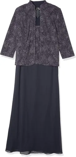 Vista 3 de Alex Evenings Women's Long Dress with Mandarin Neckline Jacket (Regular Petite Plus)