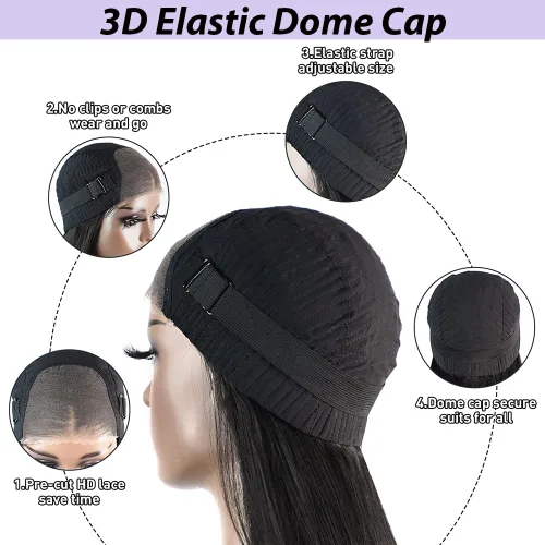 Vista 5 de Pelucas de cabello humano ondulado con encaje frontal HD de 6 x 4, cabello humano prearrancado con abuelitos para principiantes, sin pegamento
