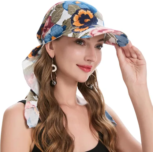 Vista 21 de ZLYC Gorro de quimioterapia para mujer, visera para la cabeza, bufanda preatada, gorra ligera de calavera Blanco sólido