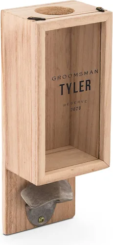 Vista 9 de Weddingstar Abrebotellas montado en la pared de madera personalizado y soporte para tapa de botella - Brewery Co
