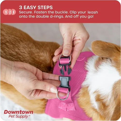 Vista 58 de Downtown Pet Supply Arnés para perro Step-in – Sin tirones, malla acolchada ajustable con ribete reflectante, correa de hebilla segura – Arnés