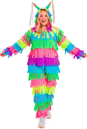 Vista 5 de Tipsy Elves Disfraz de piñata para mujer de Halloween para adultos Piñata multicolor