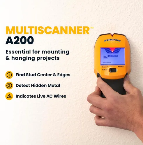 Vista 2 de Zircon MultiScanner A200 – Escáner de pared electrónico, detector de pernos y metales con detección de cables de corriente alterna en vivo, puntero