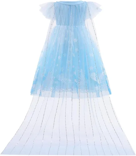 Vista 21 de Frozen - Vestido de princesa Elsa para niñas, disfraz de Halloween, Navidad, cumpleaños, fiesta, vestido de tul con accesorios