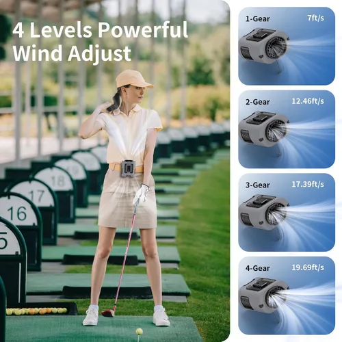 Vista 3 de Socool - Ventilador de cintura portátil con clip en el cinturón portátil de 5000 mAh, ventiladores personales recargables, ventilador de camisa