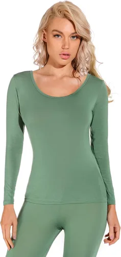 Vista 3 de Ropa interior térmica Liang Rou, con cuello redondo y ultradelgada, para mujer