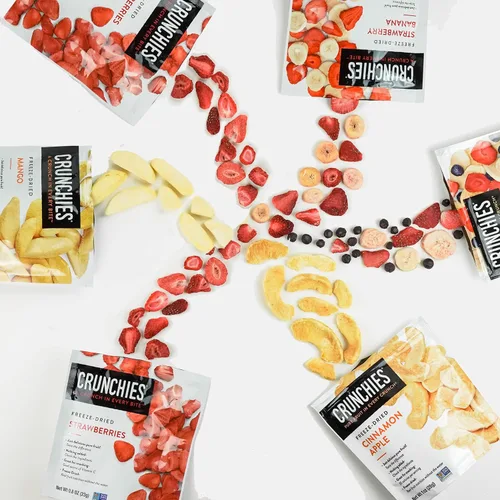 Vista 4 de Crunchies Frutas Liofilizadas, Fruta Crujiente 100% Totalmente Natural, Sin OGM y Kosher, Paquetes de Aperitivos de Fruta Liofilizada Resellables