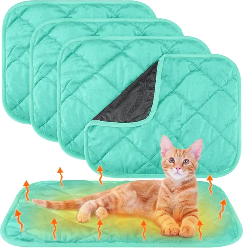 Vista 24 de Paquete de 4 Almohadillas Autocalentables para Gatos, Alfombrilla Autocalentable para Perros que Refleja el Calor Corporal, Almohadilla Térmica Negro