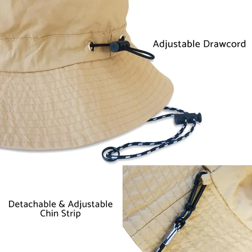 Vista 5 de PFFY Packable Sun Bucket Hat for Men Women Outdoor UV Protection Sun Hats Caqui