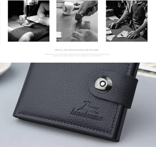 Vista 28 de Cartera delgada para hombre con monedero, cartera minimalista con cremallera, carteras plegables para hombre con tarjetero de crédito, cartera