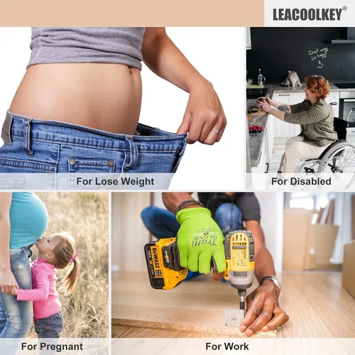 Vista 6 de LEACOOLKEY Cinturón elástico sin hebilla para mujereshombres, paquete de 2 cinturones elásticos invisibles para jeans