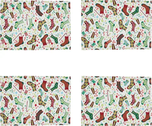 Vista 3 de Manteles individuales con medias de Navidad (juego de 4)