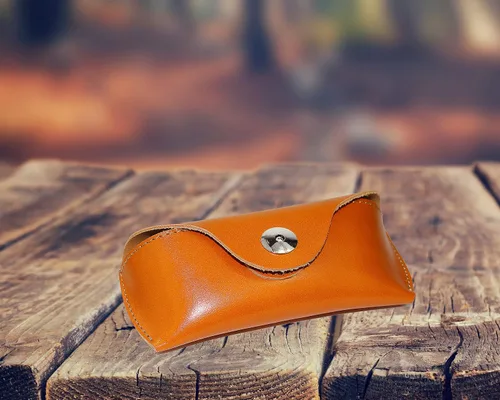 Vista 2 de DK86 Funda de cuero genuino para gafas de sol, para hombres y mujeres
