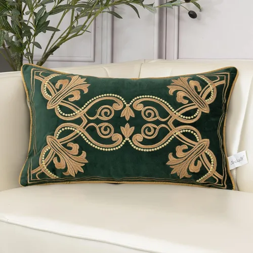 Vista 23 de Aeckself Funda de almohada floral europea de 16 x 16 pulgadas, funda de almohada decorativa bordada de terciopelo de lujo para sofá, dormitorio