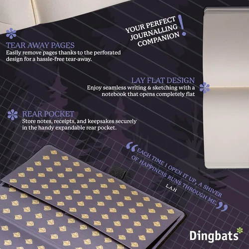 Vista 5 de Dingbats* Cuaderno de Escritura con Líneas de Vida Silvestre A5 - Tapa Dura de Cuero Vegano - Ideal para Trabajo, Viajes - Bolsillo, Cierre Elástico