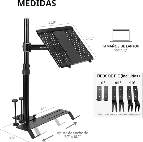 Vista 3 de VIVO Soporte de automóvil para laptop, extensión totalmente ajustable, soporte para portátil para camiones, furgonetas y SUV, articulación y ajuste