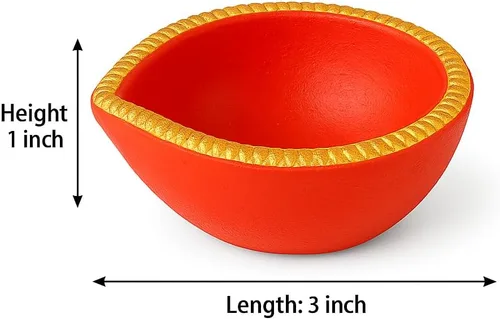 Vista 3 de Pure Source India Diya decorativa hecha a mano de terracota, 3 pulgadas, 6 piezas, multicolor