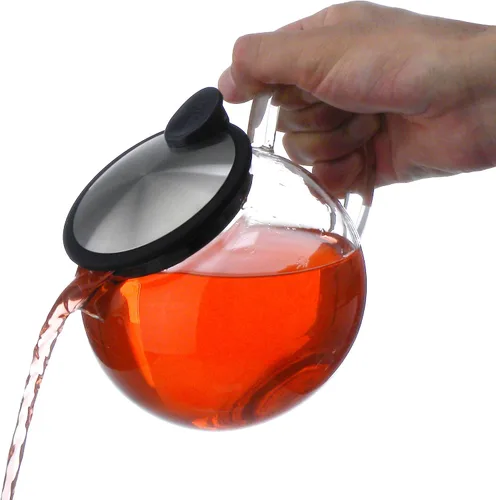 Vista 3 de FORLIFE Bola - Tetera de cristal con infusor de cesta, 25 oz./25.4 fl oz., grafito negro