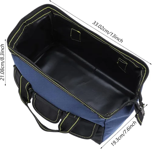 Vista 2 de Paquete de 3 bolsas de herramientas de 13 pulgadas, bolsa de herramientas de boca ancha con base impermeable, bolsa de almacenamiento