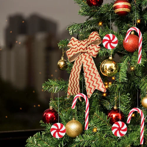 Vista 7 de Decoraciones de Navidad Bastón de caramelo Decoraciones de árbol de Navidad: muleta de bastón de caramelo de Navidad, piruleta falsa de caramelo