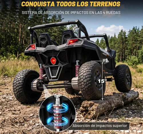 Vista 3 de 24V Ride On UTV Car 2 Seater Electric Ride On Juguete para Niños 4WD Camión Negro