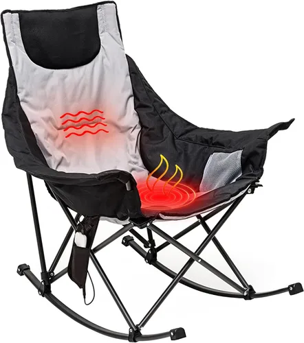 Vista 26 de SUNNYFEEL Silla Mecedora de Camping Paquete de 2, Silla Plegable de Jardín Extragrande para Exteriores con Bolsillo, Resistente