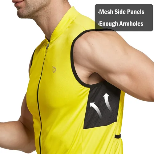 Vista 3 de BALEAF Camiseta de ciclismo sin mangas para hombre, camiseta de ciclismo de carretera, camisetas sin mangas, bolsillos con cremallera completa, SPF