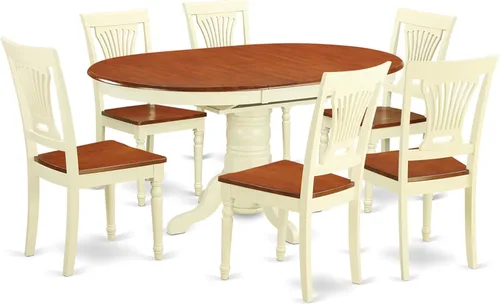 Vista 10 de East West Furniture AVPL5-BCH-W - Juego de mesa de cocina de 5 piezas para 4 personas, incluye una mesa de comedor ovalada con hoja de mariposa y 4