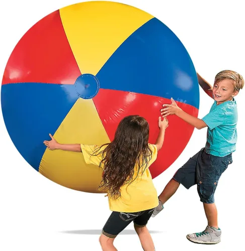 Vista 2 de Novelty Place Bola inflable gigante de playa, juguete de piscina para niños y adultos, tamaño jumbo de 4.6 pies (55 pulgadas)
