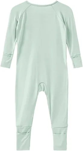 Vista 37 de Pijama de viscosa de bambú sin pies para niños y niñas, pijamas con cremallera para dormir y jugar, mameluco - 0-24 meses