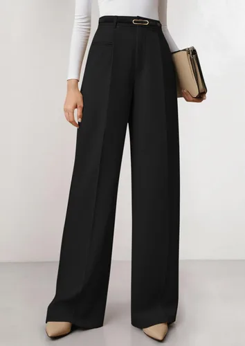 Vista 2 de PRETTYGARDEN Pantalones de vestir de trabajo de pierna ancha a medida para Negro