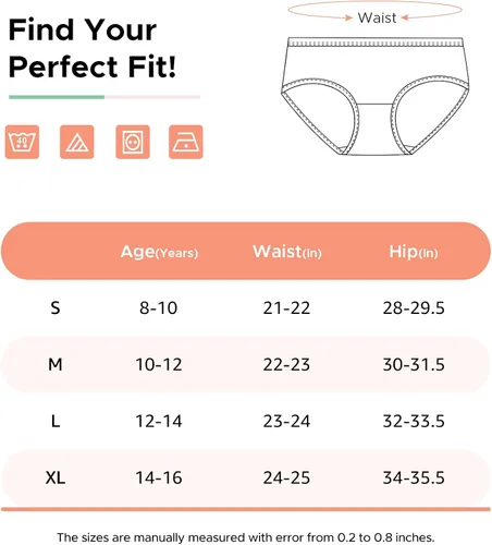 Vista 6 de INNERSY Ropa interior de algodón para niñas, bragas cómodas para adolescentes, talla 8-16, paquete de 6