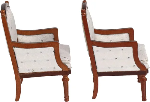 Vista 3 de Sillones de madera para casa de muñecas, juego de 2, sillas de comedor para casas de muñecas, muebles en miniatura, muñecas de 3 a 6 pulgadas
