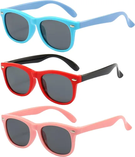 Vista 12 de FANNYGO Paquete de 3 lentes de sol polarizados para niños y niñas de 3 a 10 años Negro