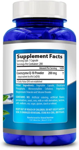 Vista 3 de Generic Vitamina natural Coq10 200 mg, 200 cápsulas, absorción rápida, sin gluten y sin OMG