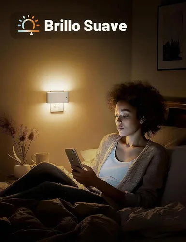 Vista 4 de JandCase Luces nocturnas LED enchufables a la pared, luz nocturna con sensor de luz del atardecer al amanecer, luz nocturna regulable enchufable