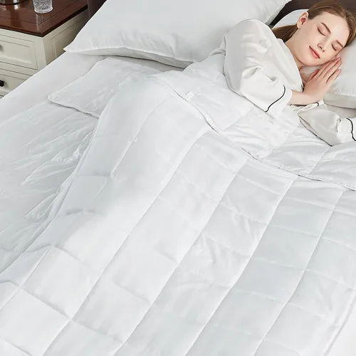 Vista 8 de anfie - Manta con peso para niños (40 x 60 pulgadas, 10 libras), ultrasuave y acogedora, refrescante, lavable a máquina, beige