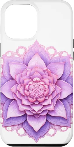 Vista 6 de iPhone 14 Lotus Flower Mandala Circle Rosa Mujeres Yoga Meditación Caso