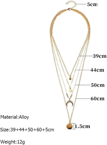 Vista 4 de Ludress - Collares dorados de diseño escalonado, con dijes de diamante de imitación, mariposa, luna y gargantilla accesorios de joyería para mujeres