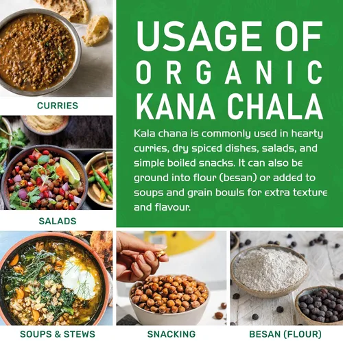 Vista 8 de Jiva Organics Bolsa orgánica Kala Chana a granel de 2 libras, gramo negro, garbanzos negros Desi, 100% natural y sin OMG