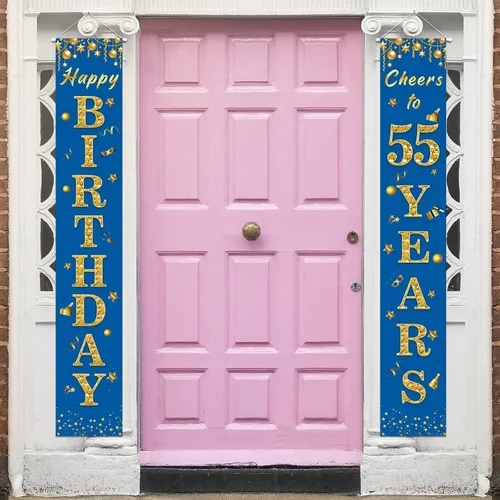 Vista 6 de Cartel de feliz cumpleaños número 12 para porche, decoración azul – Decoración temática de fiesta de bienvenida a los 12 años para niños y niñas