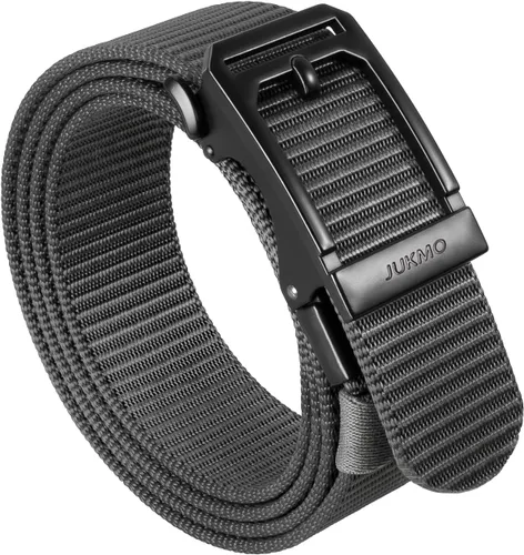 Vista 9 de JUKMO Cinturón táctico de trinquete para hombre, cinturón de trabajo de correa de nailon de 1.5" con hebilla deslizante automática, ajustable