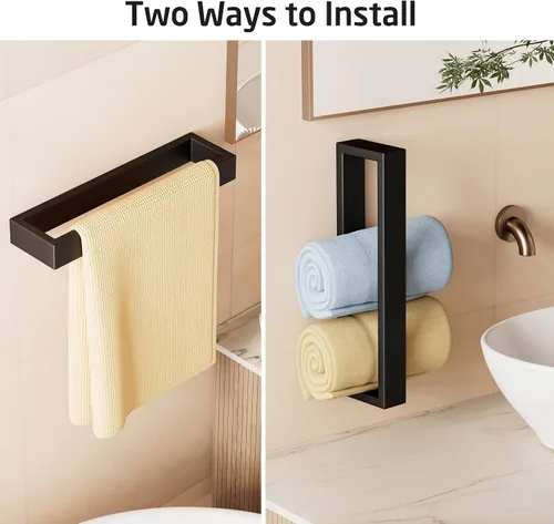 Vista 8 de KES Toallero negro para toalla de baño, toallero de mano de 10 pulgadas, accesorios de baño modernos, montaje en pared, acero inoxidable SUS304