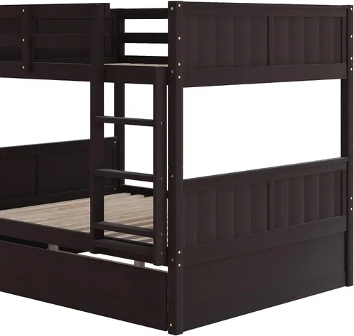 Vista 5 de Bellemave Literas de tamaño matrimonial sobre matrimonial con cama nido de tamaño individual, litera baja para niños, adultos y adolescentes