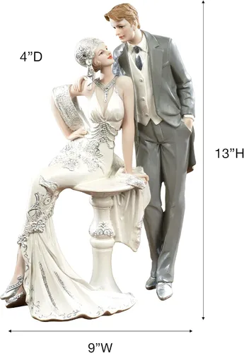 Vista 3 de Touch of Class Love That Lasts Happy Couple Bride Groom - Figura de boda – Resina – Gris, blanco roto – Dapper Duo aniversario o regalo de boda
