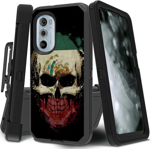 Vista 70 de Funda para Motorola Edge 2021 / Moto Edge 5G UW, protección resistente de 3 capas híbridas a prueba de golpes con funda de clip para cinturón