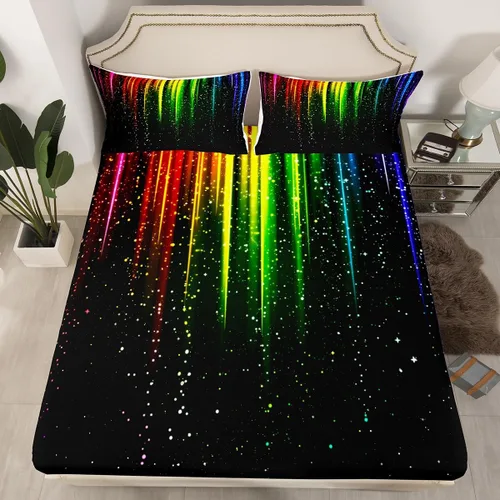 Vista 9 de Manfei Sábana bajera ajustable de flor de durazno, tamaño individual, funda de cama de gnomo de primavera con 1 funda de almohada, juego de ropa